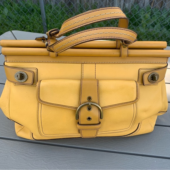 Vintage COACH purse mustard yellow Satchel handbag-shoulder bag E043-9749 - Picture 11 of 16